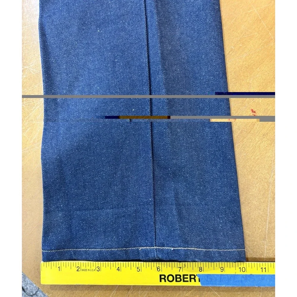 Vintage 70s Rustler Dark Blue Talon Zipper Jeans 42 x 32 Made in USA Raw Denim